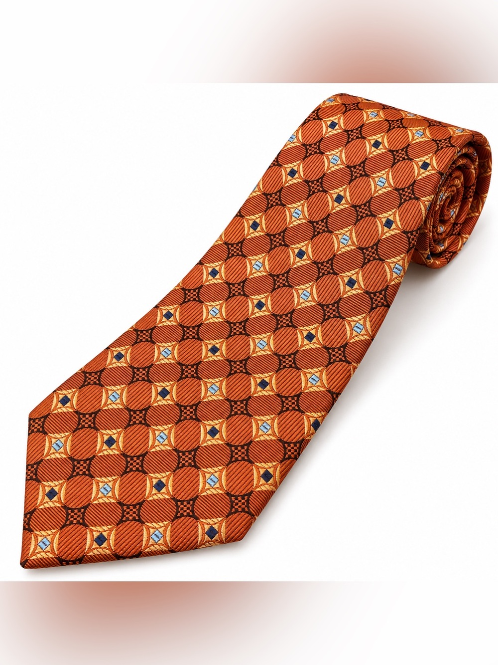 Jos. A. Bank Executive Collection Silk Tie Orange Bronze Geometric